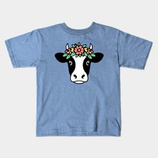 Cow Wearing Flower Crown Kids T-Shirt